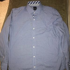Tailorbyrd Blue Check Dress Shirt - Large